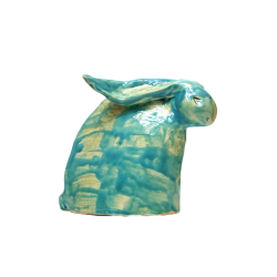 Zając ceramiczny Ręcznie wykonany Niebieski 15x20cm Art